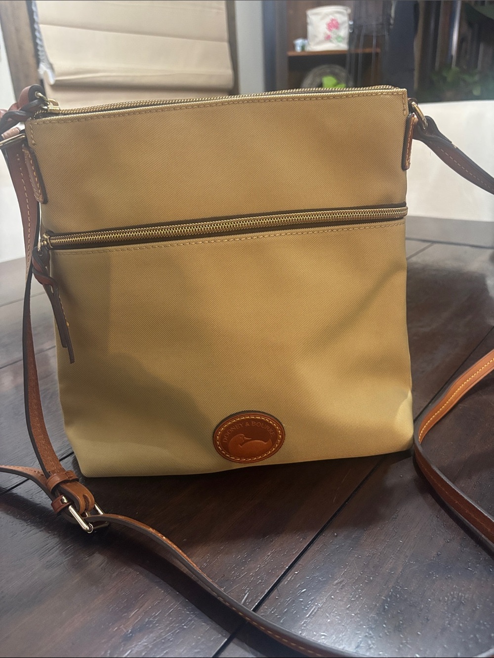 Dooney & Bourke Tan Nylon Crossbody with Leather Trim
